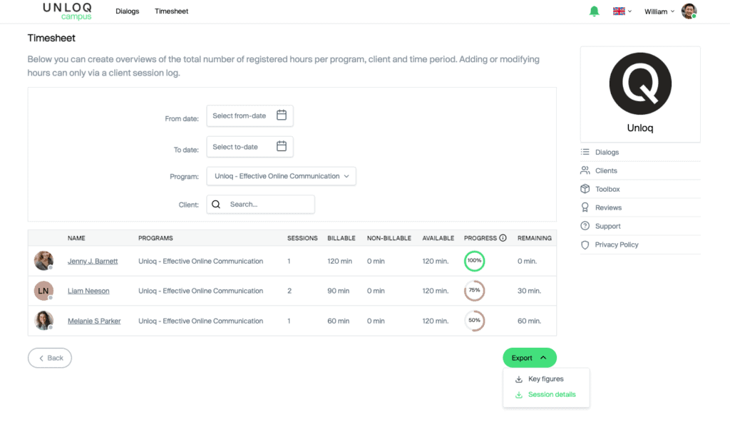 UNLOQ Campus - Piattaforma di coaching