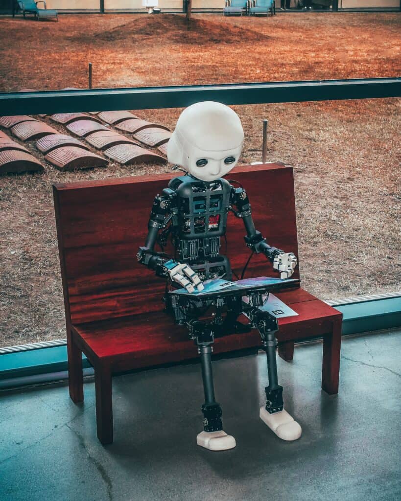 robot looking chatbot typing
